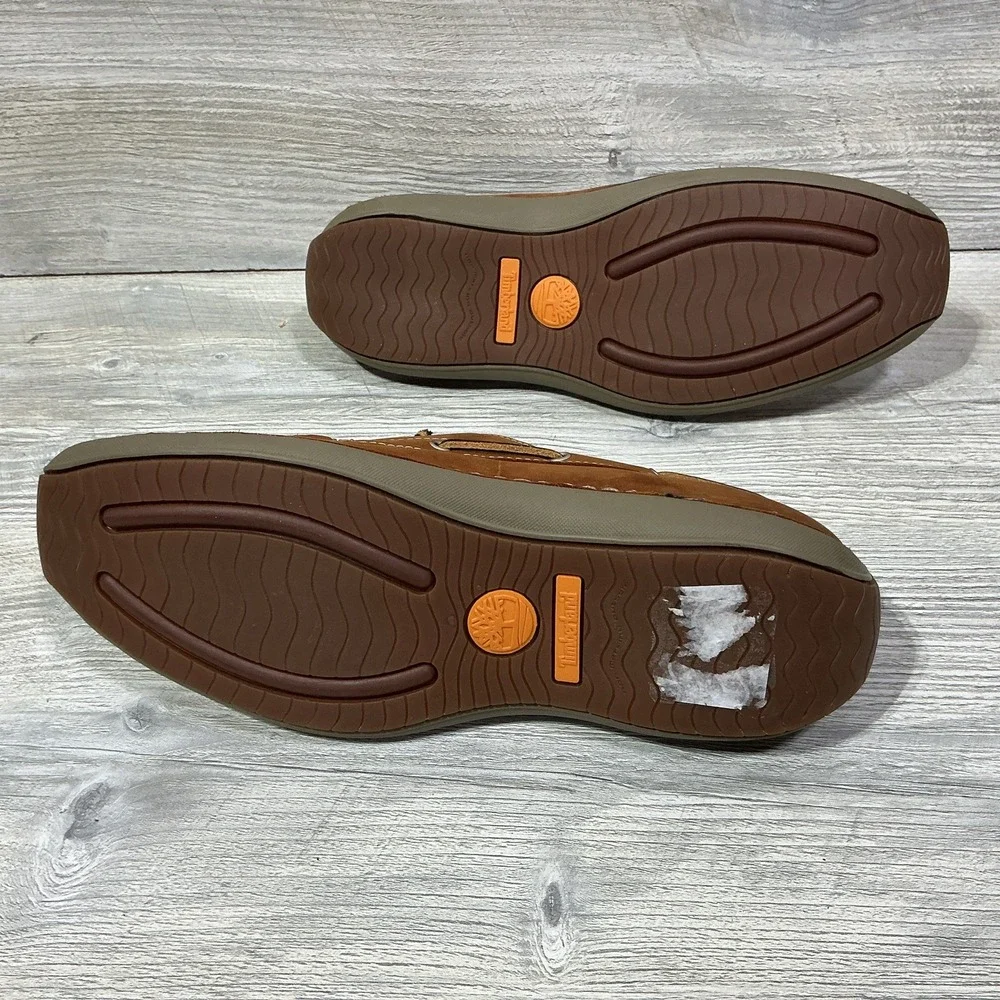 Timberland Annapolis 2 Eye Moc Toe Shoes Men's 9M Brown Leather Boat Shoes 74017
